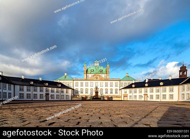 Fredensborg, Denmark - January 02, 2017: Exterior view of Fredensborg Palace which is spring an autumn residencce for the Danish Royal Family