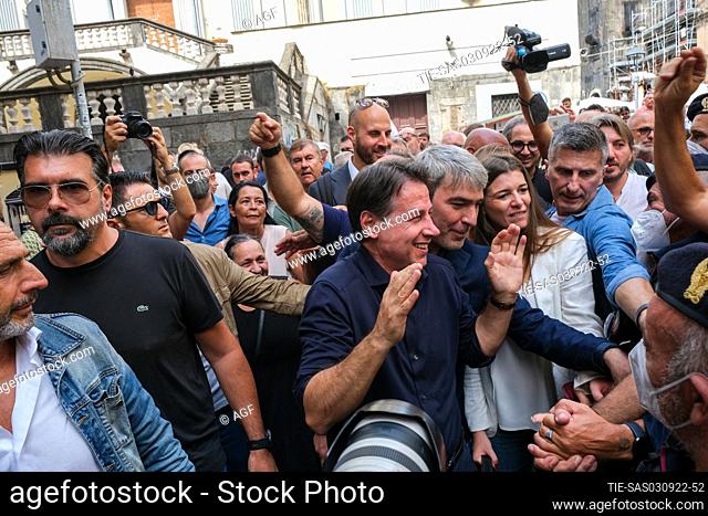 Naples, the leader of the 5 Star Movement (M5S) Giuseppe Conte, during the electoral campaign for the next political elections