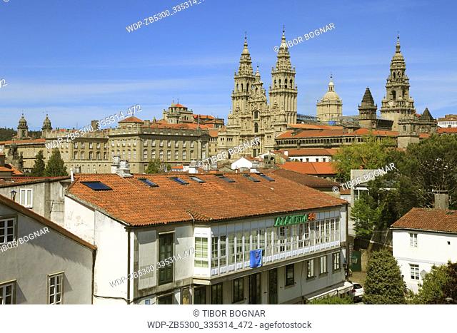 Spain, Galicia, Santiago de Compostela, skyline, Cathedral;