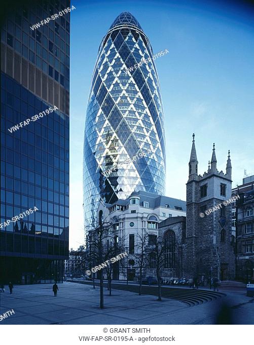 SWISS RE, 30 ST MARY’S AXE, LONDON, EC3 FENCHURCH, UK, FOSTER & PARTNERS, EXTERIOR, EXTERIOR