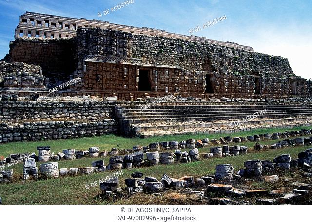Temple of the Masks or Codz Poop, archaeological site of Kabah, Yucatan, Mexico. Maya Civilisation