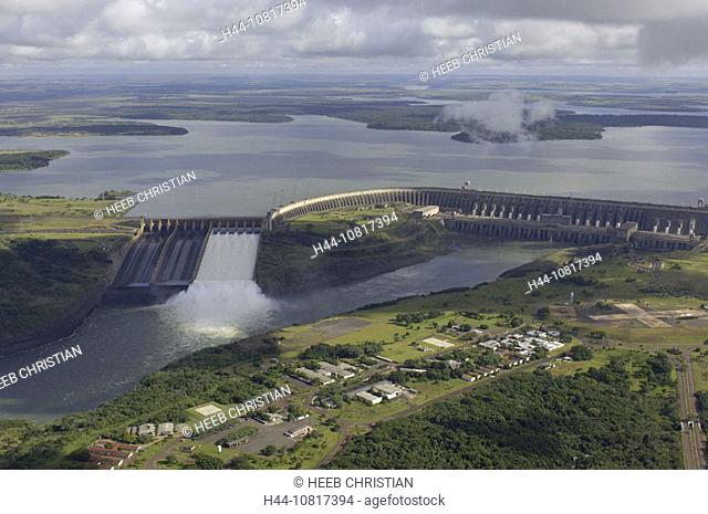 Itaipu Binational dam, aerial view, aerial photo, water energy, energy, electricity, stream, current, power station, w