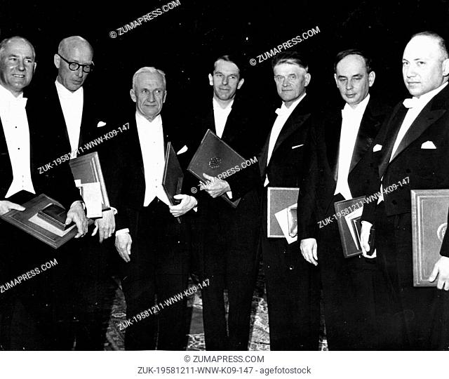 Dec. 11, 1958 - Stockholm, Sweden - Six of the 1958 Nobel Prize winners GEORGE W. BEADLE, FREDERICK SANGER, ILYA M. FRANK, IGOR E