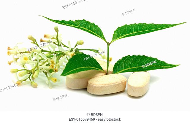 Pills made from medicinal neem leaves and flower