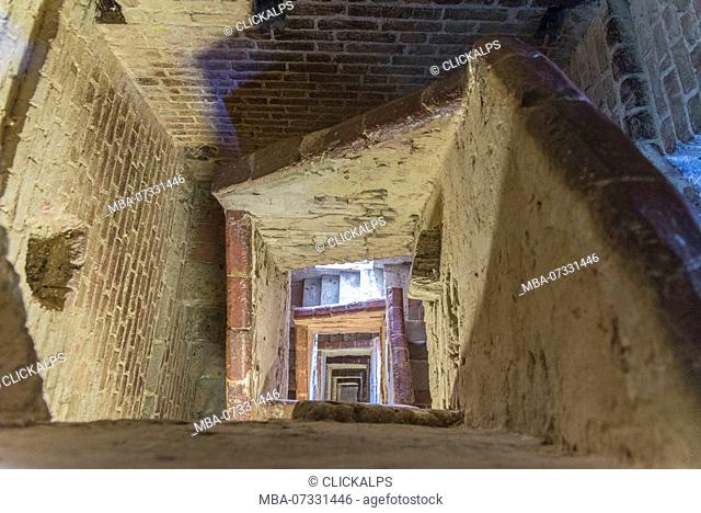 Siena, Tuscany, Italy, Europe. Ladders inside the Del Mangia's tower