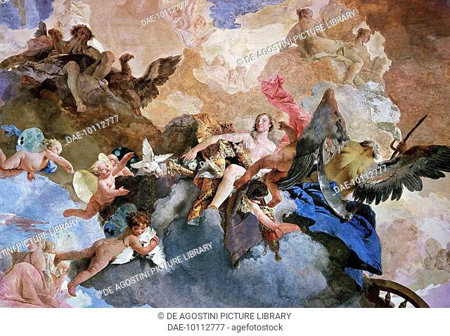 Kidnapping of Venus by Kronos, detail of the Course of the Sun Chariot, fresco by Giambattista Tiepolo (1696-1770), Tapestry Gallery, Palazzo Clerici, Milan