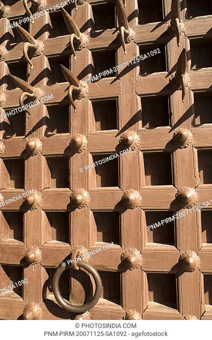 Close-up of a door, Kumbhalgarh Fort, Rajsamand District, Rajasthan, India