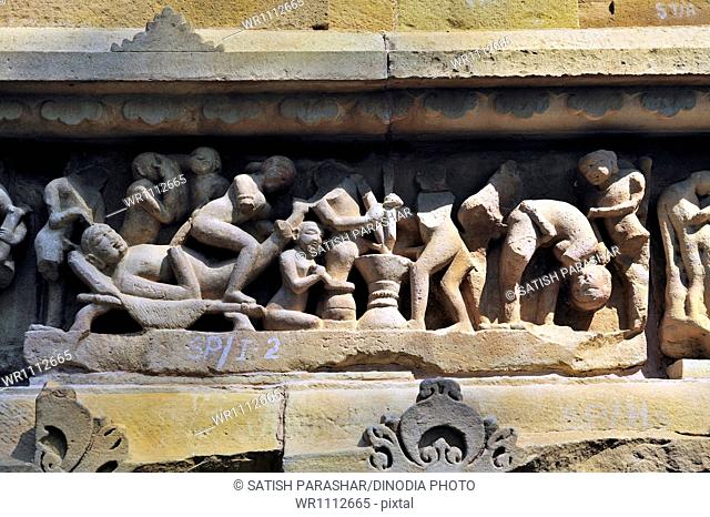erotic sculptures on lakshmana temple Khajuraho madhya pradesh india
