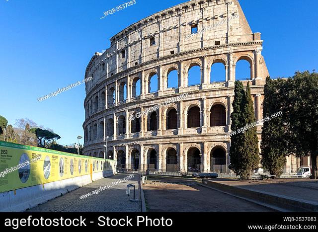Rome, Italy - March 11, 2020: The city empties itself of tourists and people, the streets and main places of the capital remain deserted due to the coronavirus...