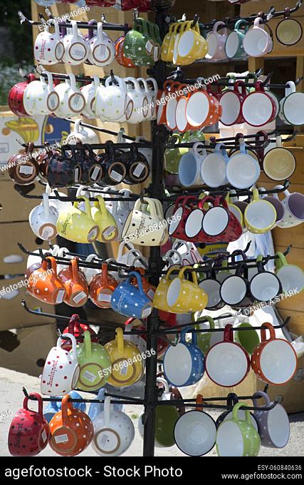 some cups on a market in budapest