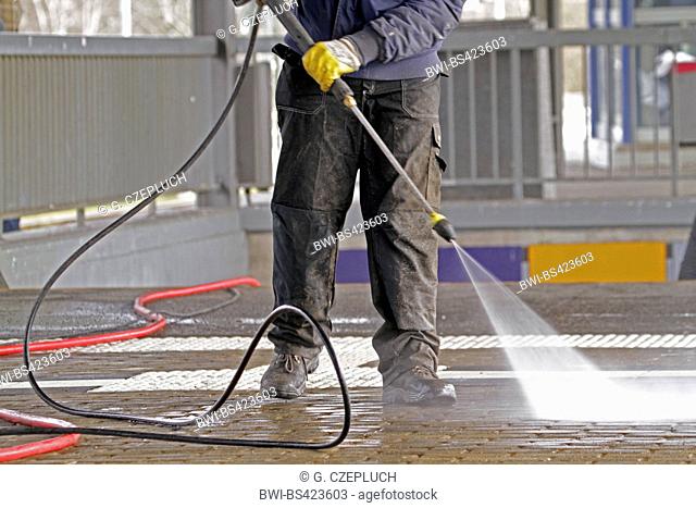 cleaning ways with pressure washer, Germany
