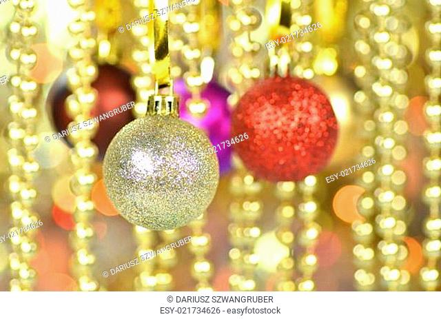 carnival decoration, colored balls on bokeh background