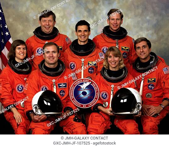 Five NASA astronauts and two scientists comprise the crew for the STS-83 mission in support of the first Microgravity Sciences Laboratory 1 (MSL-1)
