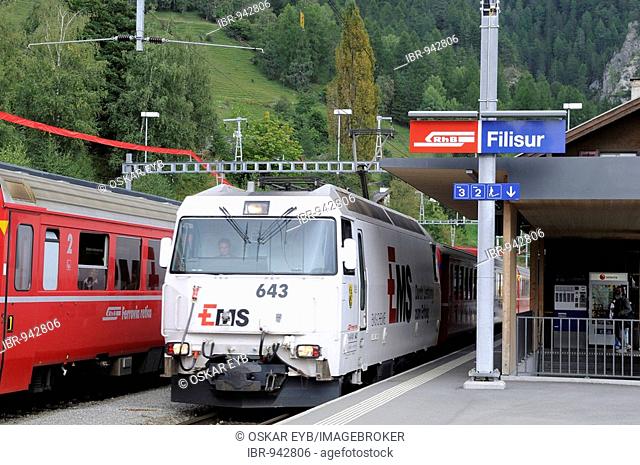 Filisur railway station, Filisur, Graubuenden, Switzerland, Europe