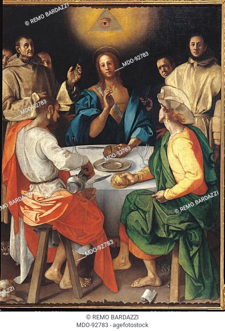 Supper at Emmaus, by Jacopo Carrucci know as Pontormo, 1525, 16th Century, oil on canvas, cm 230 x 173. Italy, Tuscany, Florence, Uffizi Gallery