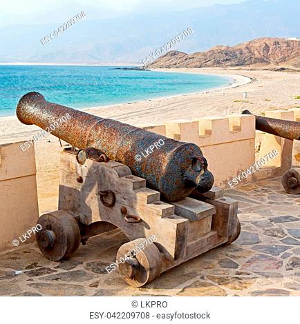 fort battlesment sky and star brick in oman muscat the old defensive sea mountain