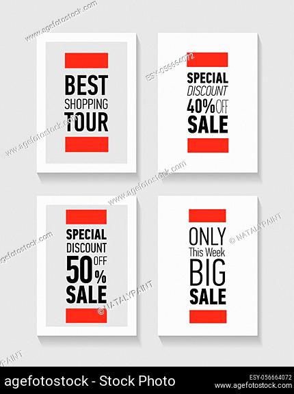 Flat modern sale posters. Vector illustrations for social media banners, posters, stickers, ads, promotional material. Discount card design