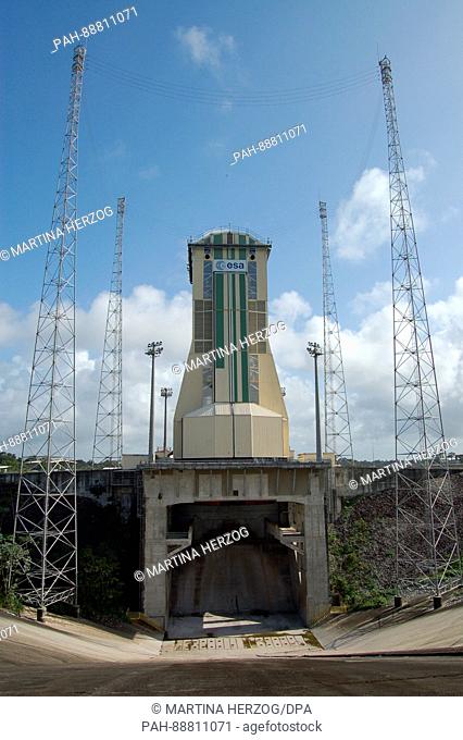 View of the starting ramp for a Sojus rocket at the Guiana Space Centre (Centre Spatial Guyanais, CSG) in Kourou, French Guiana, 6 March 2017