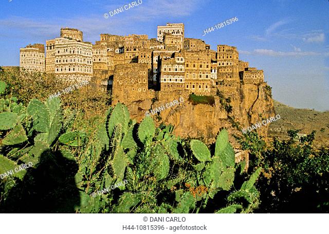 al Hajjarah, stone Fortress, 2.700m, Near Manakha, Yemen, Arabia, Orient, northern highland, fortress, village, terrac