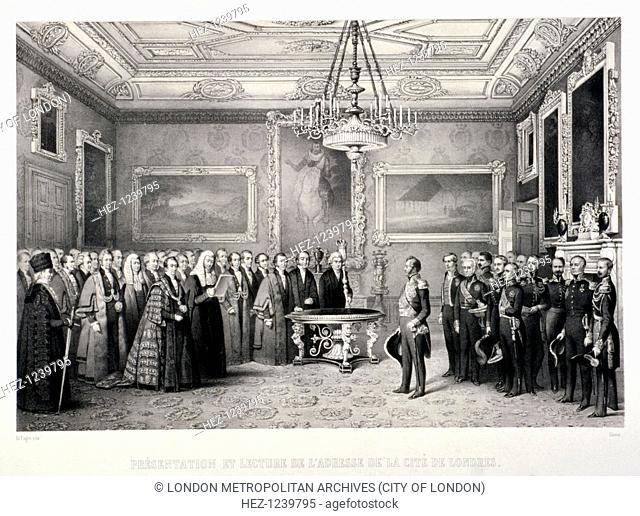 Lord Mayor, Sir William Magnay, Windsor Castle, Berkshire, 1844. The Lord Mayor is with a deputation of sheriffs, aldermen