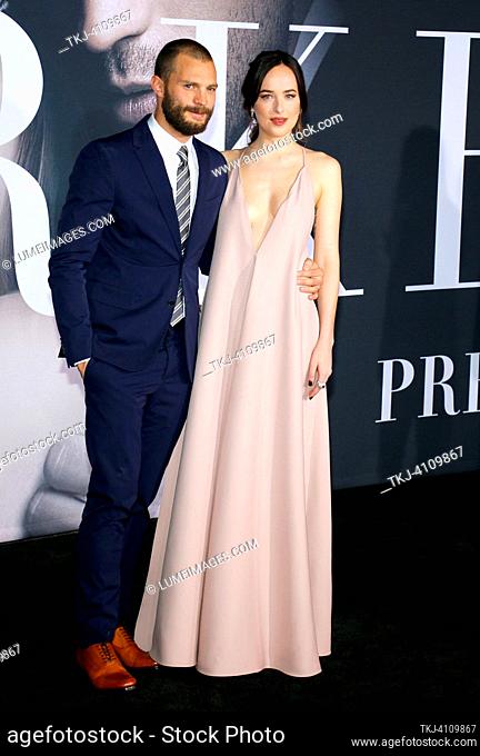 Jamie Dornan and Dakota Johnson at the Los Angeles premiere of 'Fifty Shades Darker' held at the Theatre at Ace Hotel in Los Angeles, USA on February 2, 2017