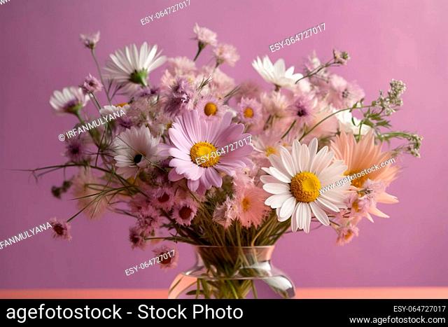 Close-Up of Colorful Wildflower Bouquet, Vibrant and Cheerful