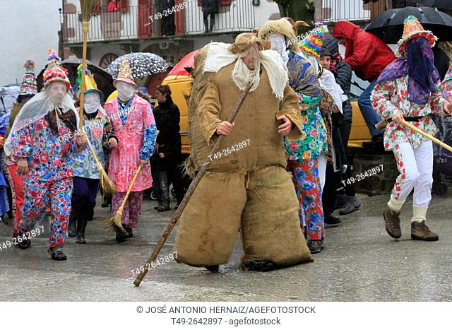 Traditional carnival in Lantz (navarre) and its ancient characters