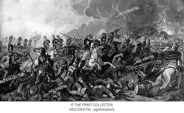 The decisive charge of the Life Guards at the Battle of Waterloo, 1815 (1896). A print from The Navy and Army Illustrated, 21st October 1896