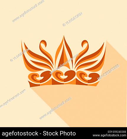 Decorative crown icon. Flat illustration of decorative crown vector icon for web