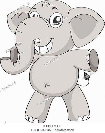 Vector illustration of Cartoon funny elephant isolated on white background,  Stock Vector, Vector And Low Budget Royalty Free Image. Pic. ESY-057310248  | agefotostock