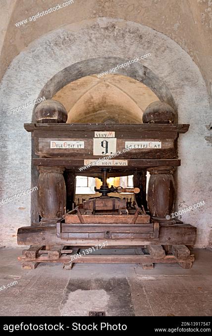 old grape press in the eberbach monastery near eltville germany