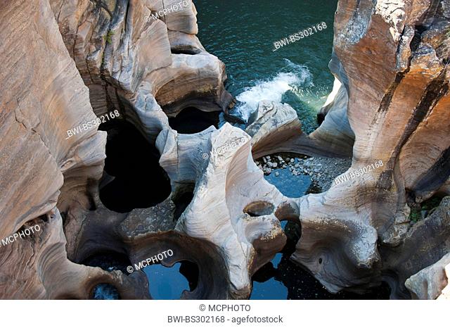 Bourke's Luck Potholes, famous cylindrical or kettle-like erosions at the shore of the Treur River, South Africa, Mpumalanga, Panorama Route, Graskop