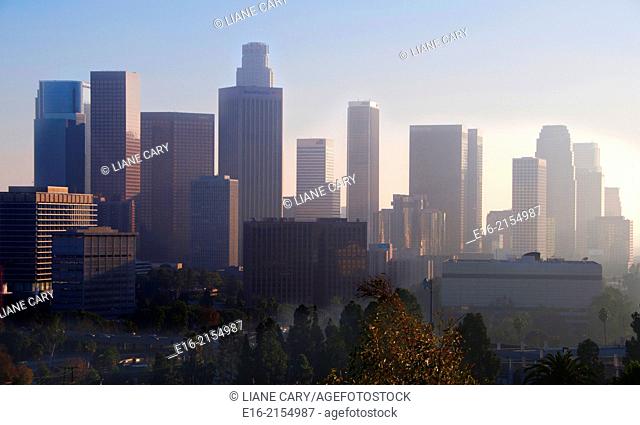 view of downtown los Angeles in the evening