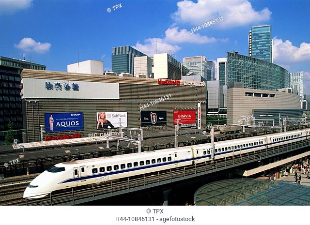 Japan, Asia, Honshu, Tokyo, Asia, Hibiya, Marunouchi Business District, Skyline, Shinkansen Bullet Train, Shinkansen