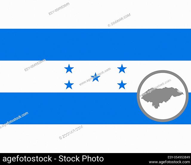 Fahne und Landkarte von Honduras - Flag and map of Honduras