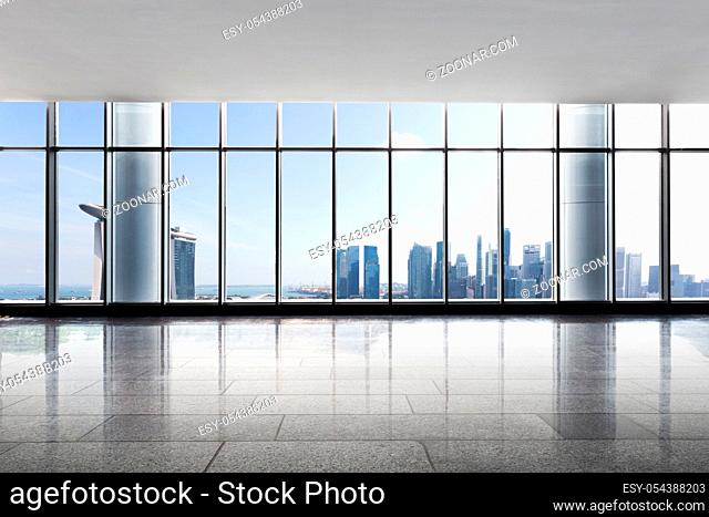 cityscape of singapore from empty office