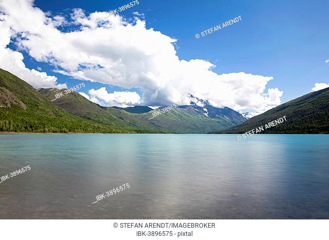 Eklutna Lake in the Chugach Mountains, Alaska, United States