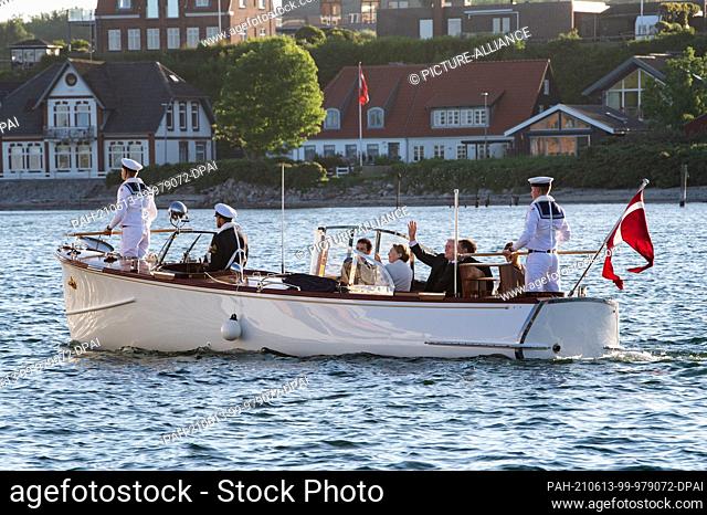 13 June 2021, Denmark, Sønderborg: Federal President Frank-Walter Steinmeier and his wife Elke Büdenbender are travelling by sloop to the royal yacht Dannebrog