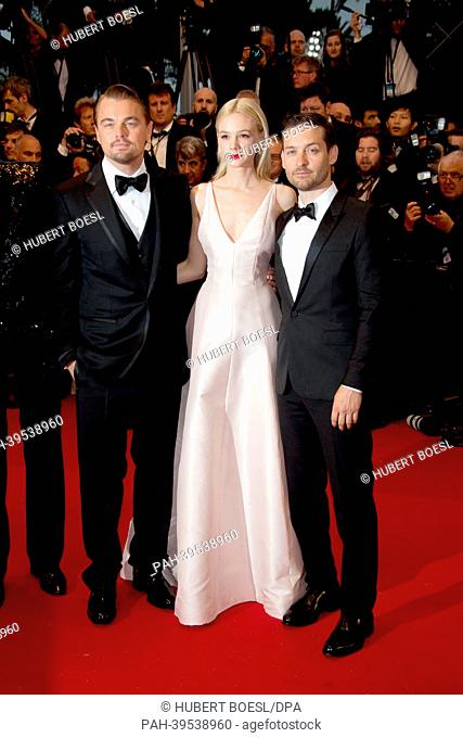 Actors Leonardo DiCaprio (l-r), Carey Mulligan and Tobey Maguire attend the premiere of ""The Great Gatsby"" during the 66th International Cannes Film Festival...