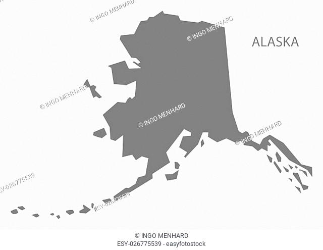 Alaska USA Map in grey