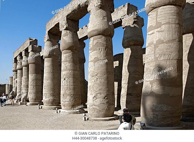 Luxor, Egypt. Temple of Luxor (Ipet resyt): colonnade in the courtyard
