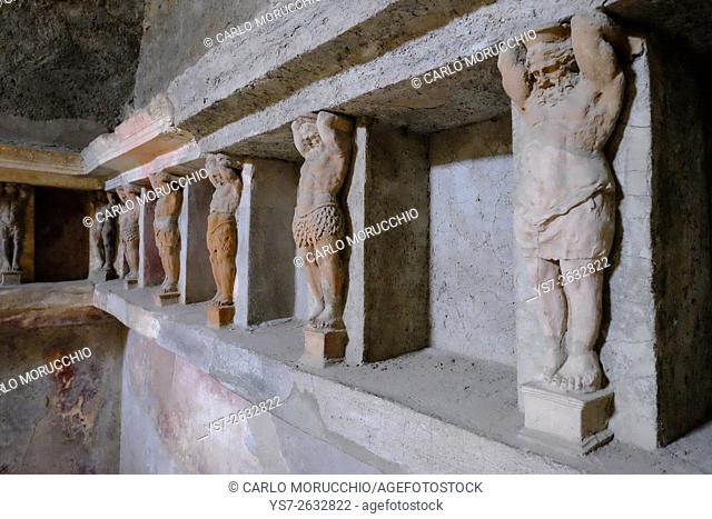 Forum Baths, Pompeii the ancient Roman town near Naples, Campania, Italy, Europe