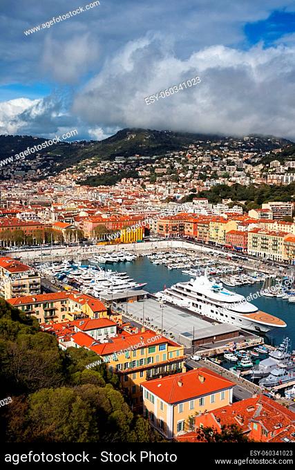 City of Nice in France, view over Port of Nice on French Riviera