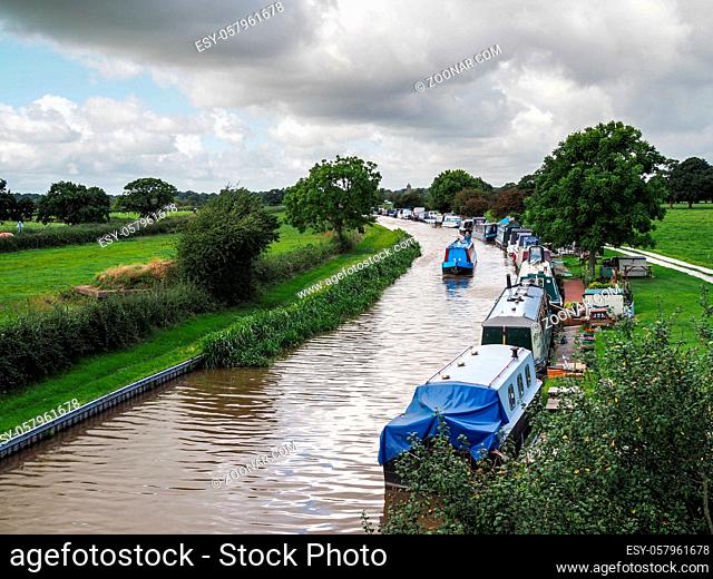 Narrow Boats Moored along the Shropshire Union Canal