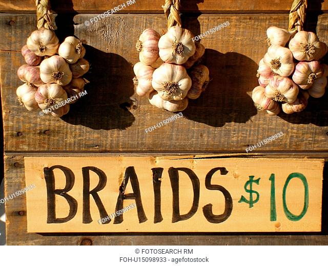 garlic braids, Saturday Farmers Market, Montpelier, VT, Vermont