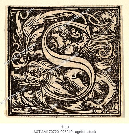 Drawings and Prints, Print, Initial letter S with putto, Artist, Heinrich Vogtherr the Elder, German, born 1490, active 1538–1540, Vogtherr, Heinrich the Elder