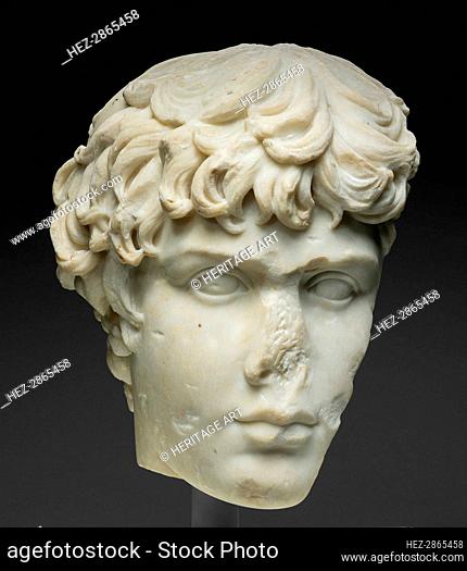Fragment of a Portrait Head of Antinous, 130-138. Creator: Unknown