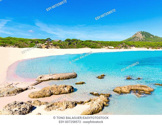 Majorca Cala Agulla beach in Capdepera Mallorca at Balearic Islands of Spain