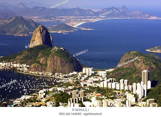 View from Corcovado to Sugar Loaf Rio de Janeiro Brazil Pao de Azucar