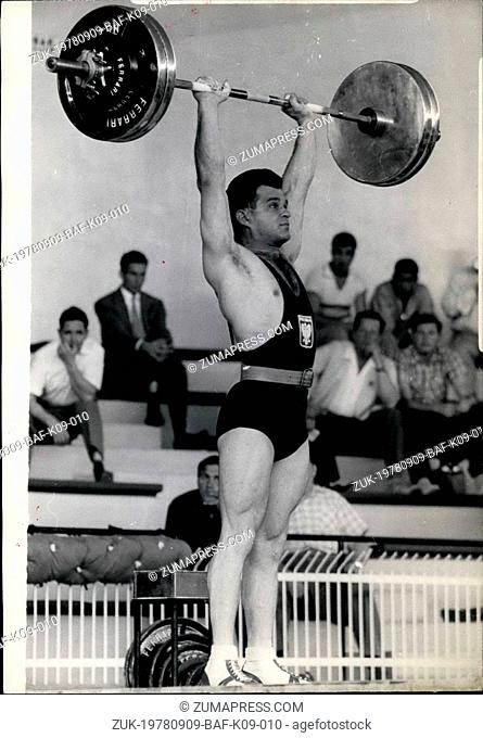 Sep. 09, 1978 - Polish Heavyweight Palinski wins gold medal in weight lifting event - breaks World Record: The Polish heavyweight Palinski lifted 178, 500 kgs